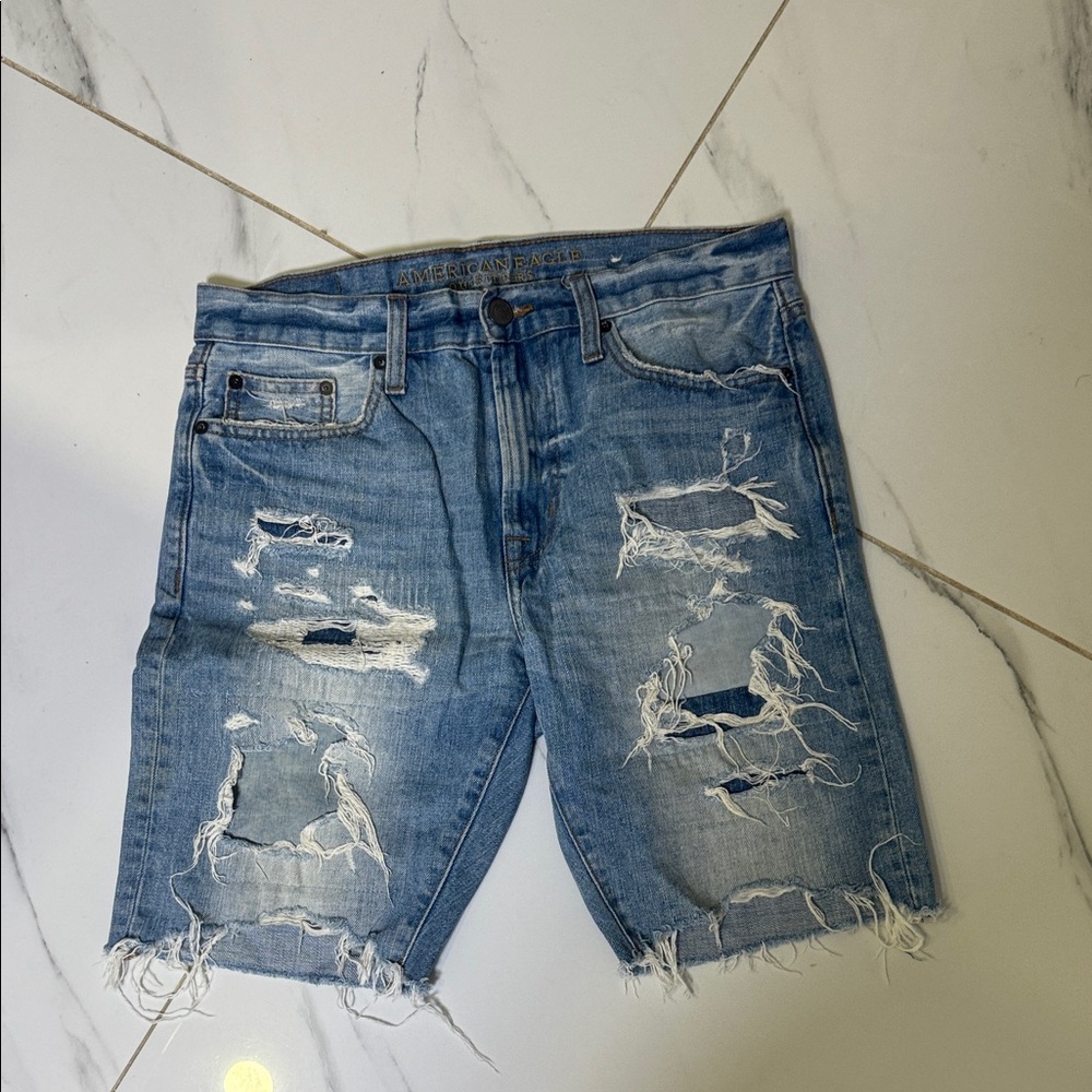 American Eagle Outfitters Ripped Blue Jean Shorts